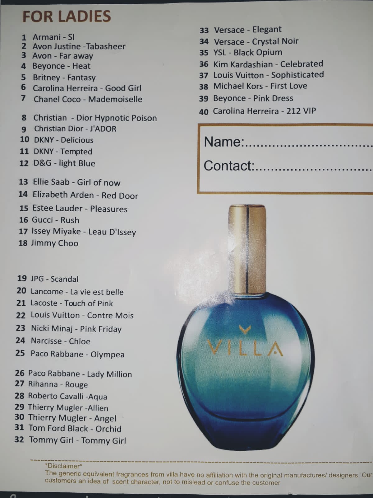 Villa Perfumes, Gauteng (0782822998)