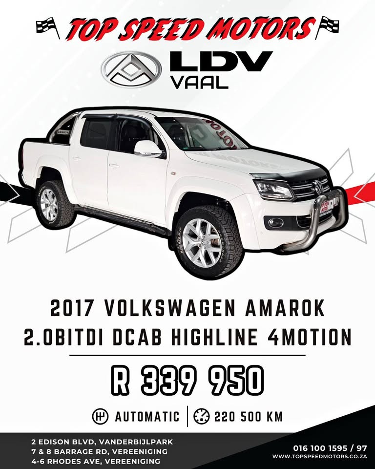 2017 VOLKSWAGEN AMAROK 2.0BITDI D/CAB HIGHLINE 4 MOTION