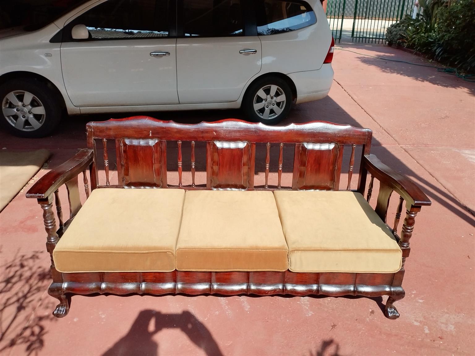 Three seater imbuia riempie bench. New riempies. nch