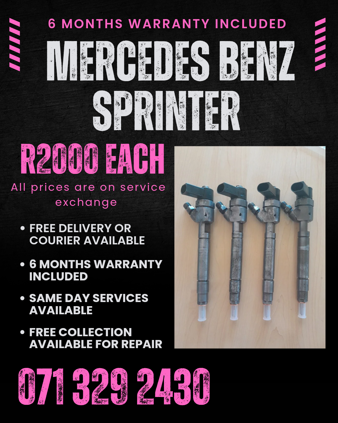 MERCEDES BENZ SPRINTER DIESEL INJECTORS FOR SALE WITH WARRANTY - Private Seller MERCEDES BENZ SPRINTER DIESEL INJECTORS FOR SALE WITH WARRANTY - Private Seller