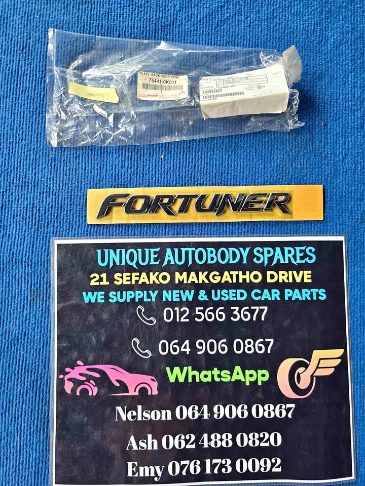 Toyota Fortuner Tailgate Badge Sticker Toyota Fortuner Tailgate Badge Sticker
