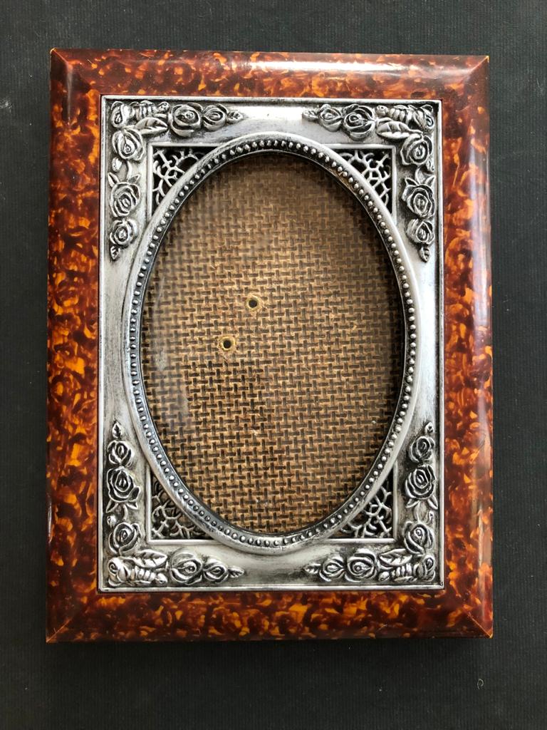 Elegant Tortoise shell and metal detail picture frame