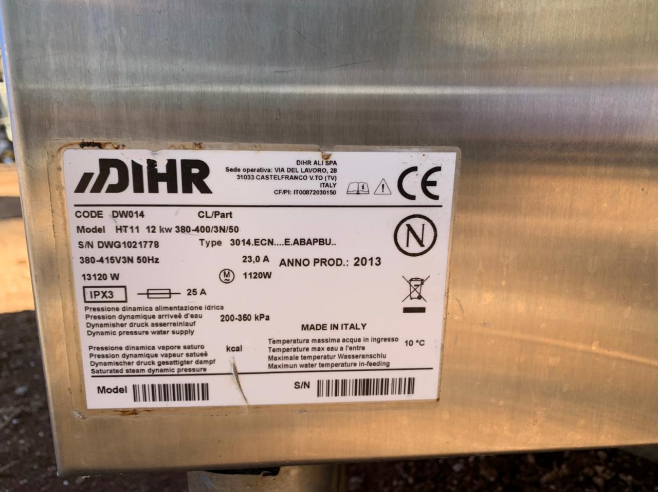 DIHR DW014 Stainless Steel Pass Through Hood Dishwasher 72cmW x 81cmD x 150cmH