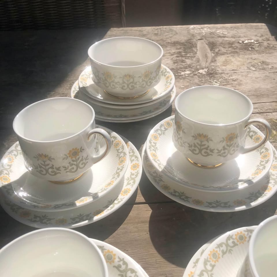 Vint Retro Paragon Fiona Fine Bone China Set 4 Cups Saucers, 2 extra saucers, 6 cake plates & sugar