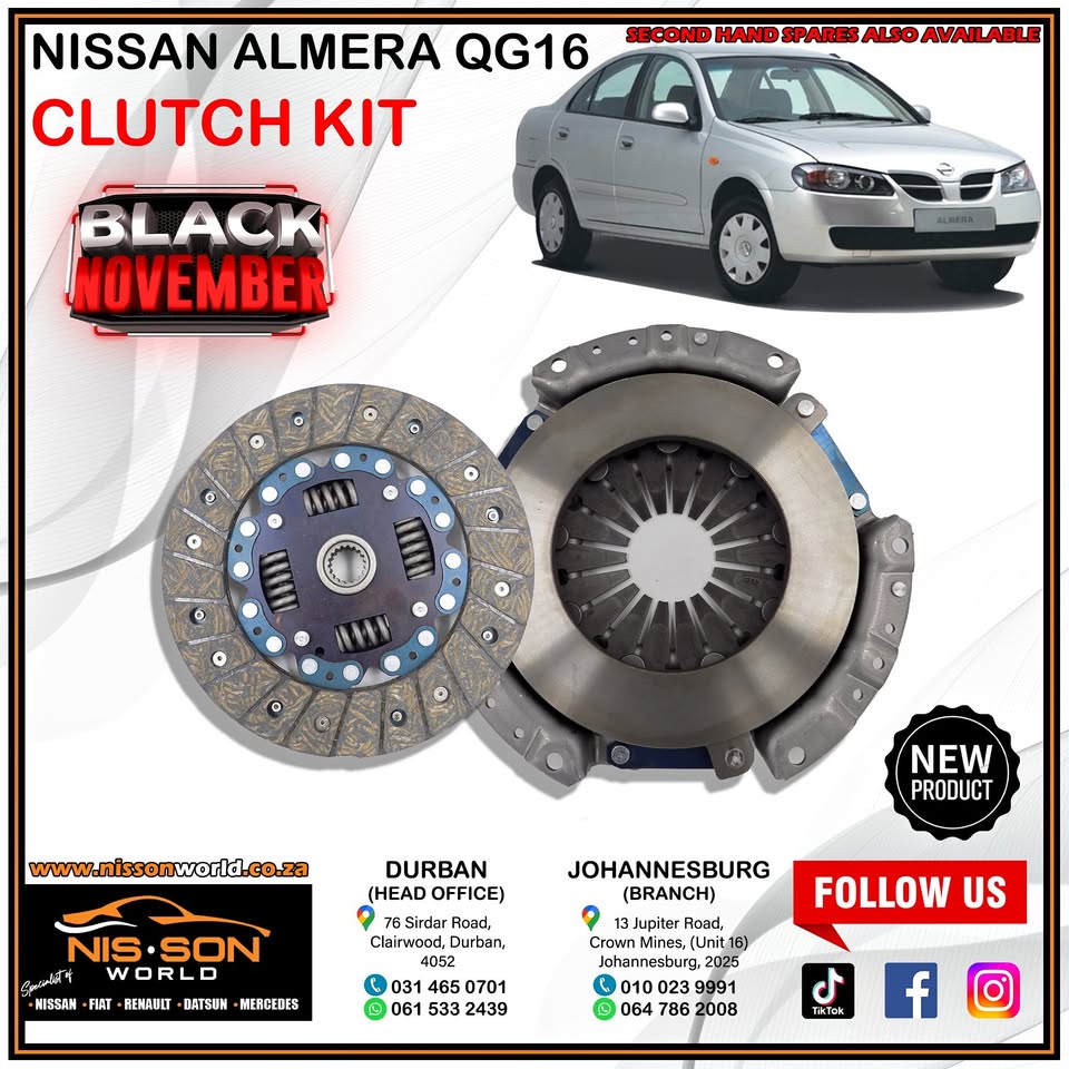Used NISSAN ALMERA MK1 1.6 QG16 CLUTCH KIT for sale in KwaZulu