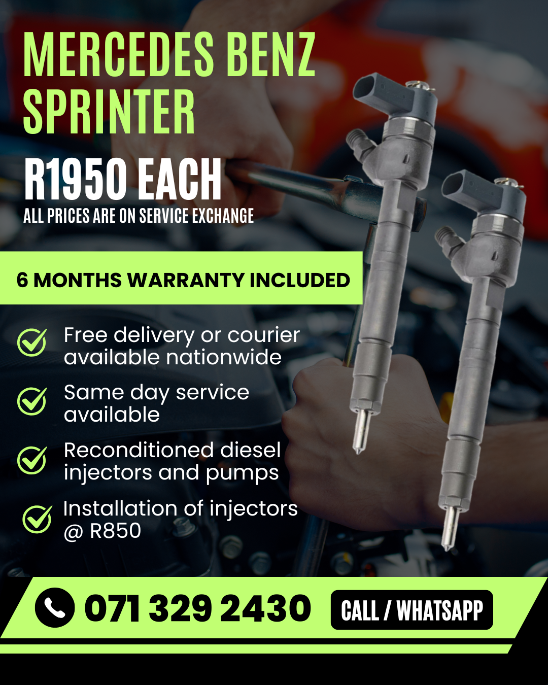 MERCEDES BENZ SPRINTER INJECTORS FOR SALE WITH WARRANTY INCLUDED - Private Seller MERCEDES BENZ SPRINTER INJECTORS FOR SALE WITH WARRANTY INCLUDED - Private Seller