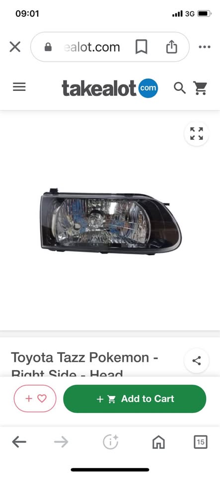 Toyota Tazz 2 Headlights R600 2 corners  Cal   Adress  557 Govan Mbeki Av - Private Seller