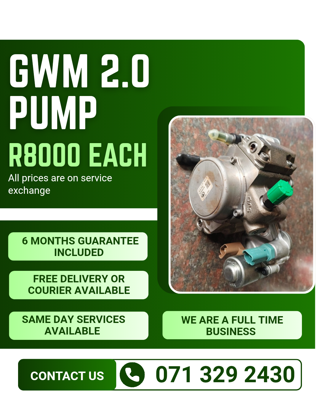 GWM 2.0 PUMP FOR SALE WITH WARRANTY - Private Seller GWM 2.0 PUMP FOR SALE WITH WARRANTY - Private Seller