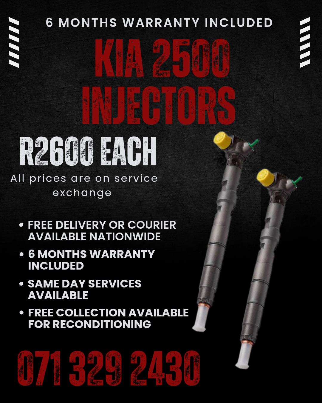 KIA 2500 DIESEL INJECTORS FOR SALE WITH WARRANTY - Private Seller KIA 2500 DIESEL INJECTORS FOR SALE WITH WARRANTY - Private Seller