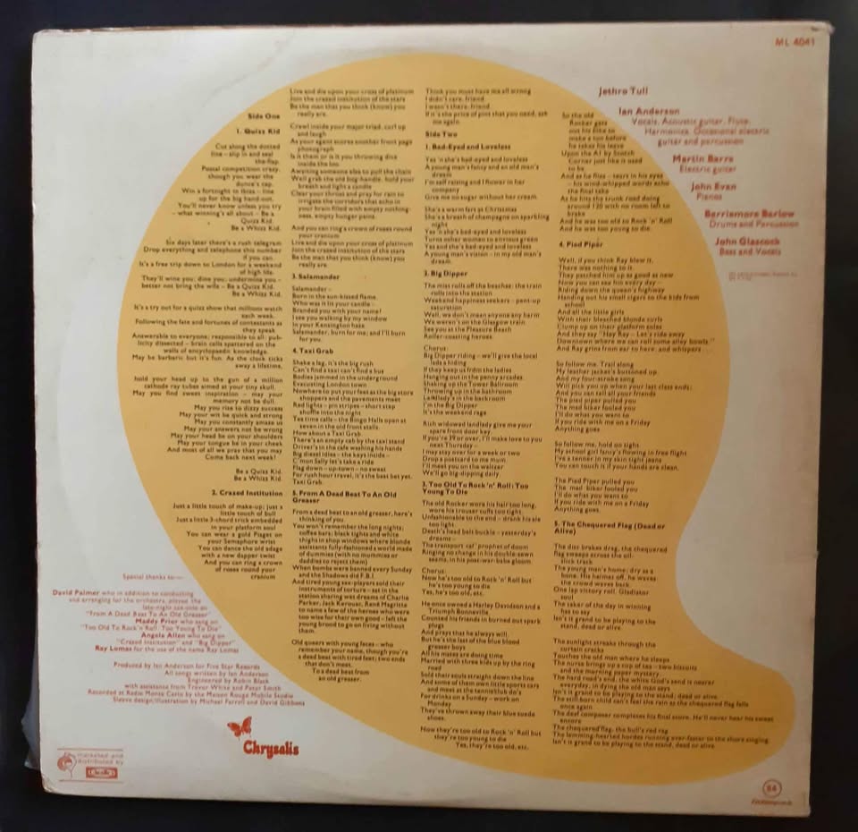 Jethro Tull - Too Old To Rock 'N' Roll: Too You To Die LP Record