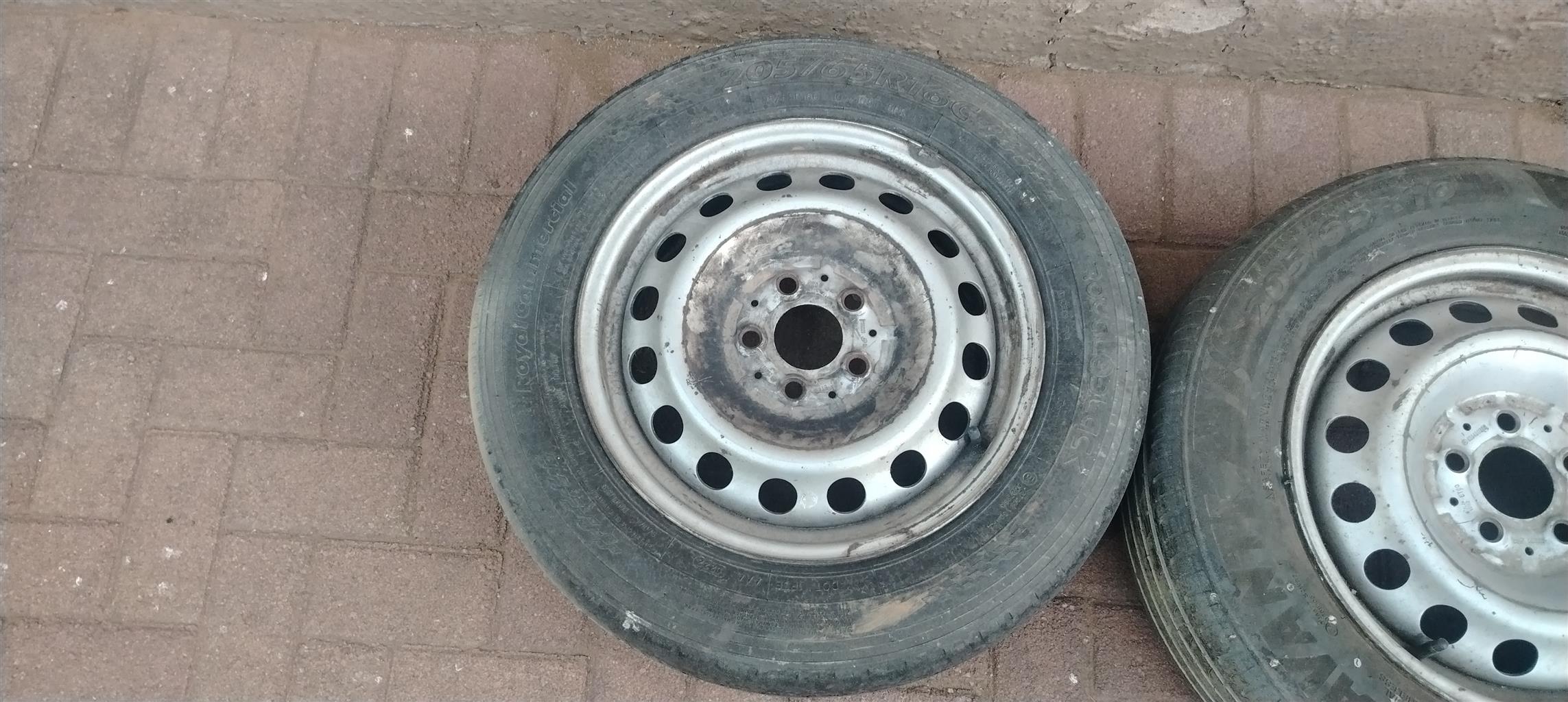 Mercedes Steelies With Commercial Tires Good Condition - Private Seller