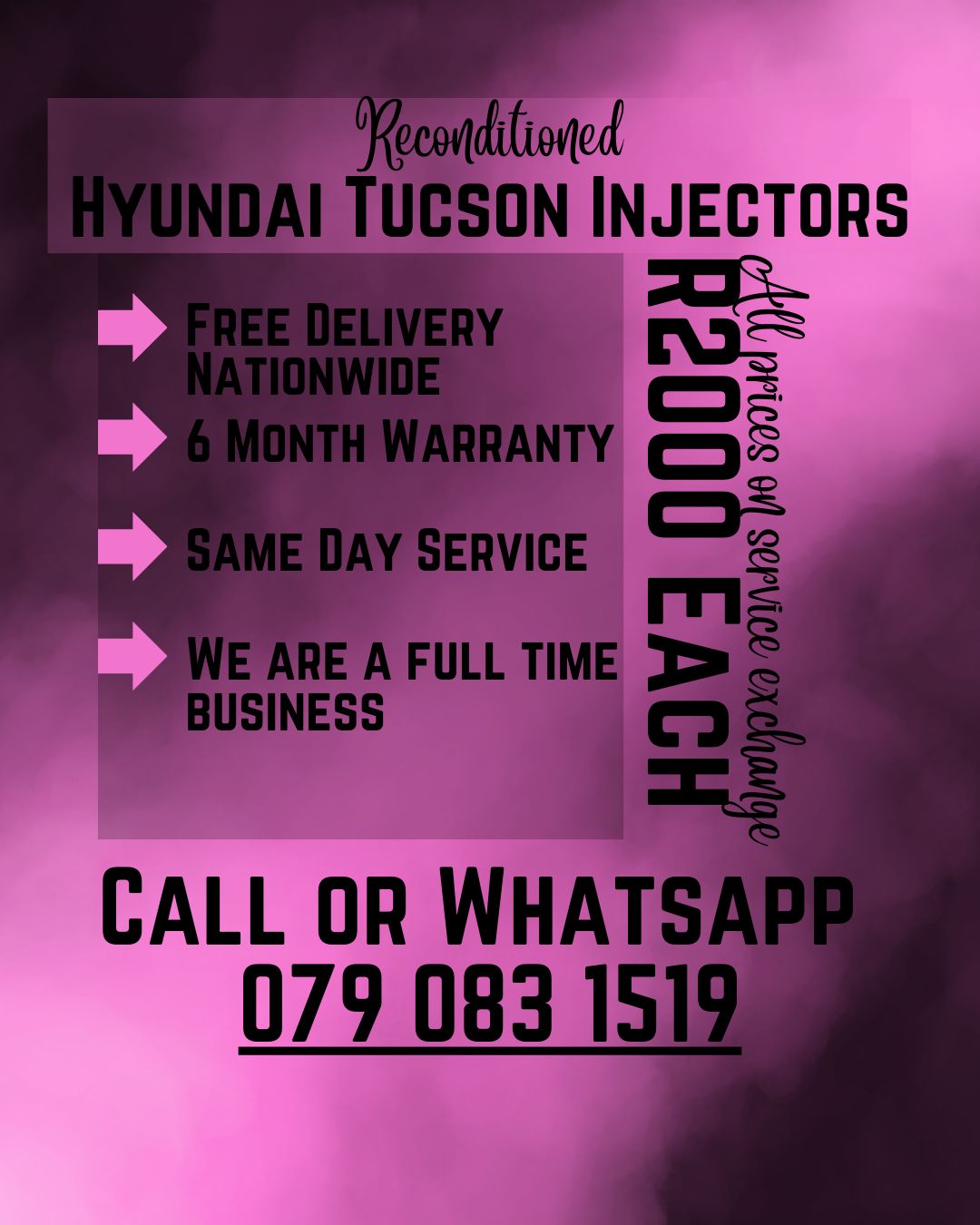 HYUNDAI TUCSON INJECTORS FOR SALE WITH WARRANTY INCLUDED - Private Seller HYUNDAI TUCSON INJECTORS FOR SALE WITH WARRANTY INCLUDED - Private Seller