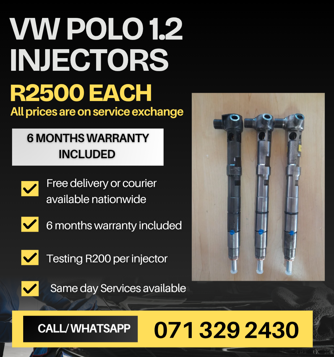 VW POLO 1.2 DIESEL INJECTORS FOR SALE WITH WARRANTY - Private Seller