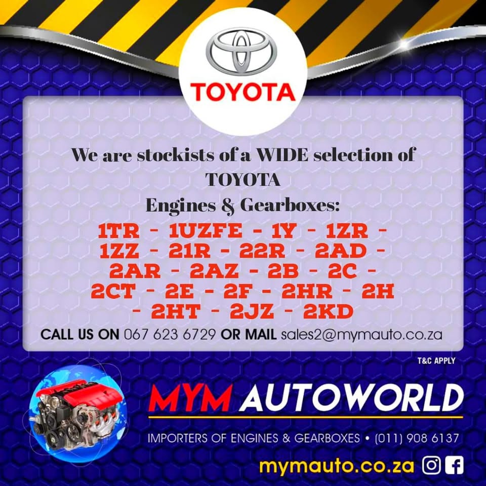 MYM AUTOWORLD IMPORTERS OF USED TOYOTA ENGINES AND GEARBOXES - Private Seller MYM AUTOWORLD IMPORTERS OF USED TOYOTA ENGINES AND GEARBOXES - Private Seller
