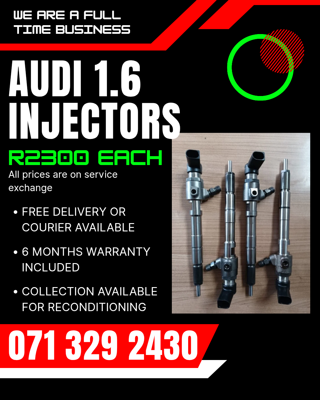 AUDI 1.6 DIESEL INJECTORS FOR SALE WITH WARRANTY - Private Seller AUDI 1.6 DIESEL INJECTORS FOR SALE WITH WARRANTY - Private Seller