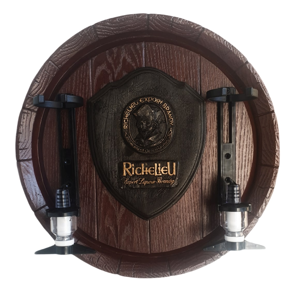 Richelieu Premium Brandy Cognac Liquor Dispenser Large Barrel End with 2 Optics Richelieu Premium Brandy Cognac Liquor Dispenser Large Barrel End with 2 Optics