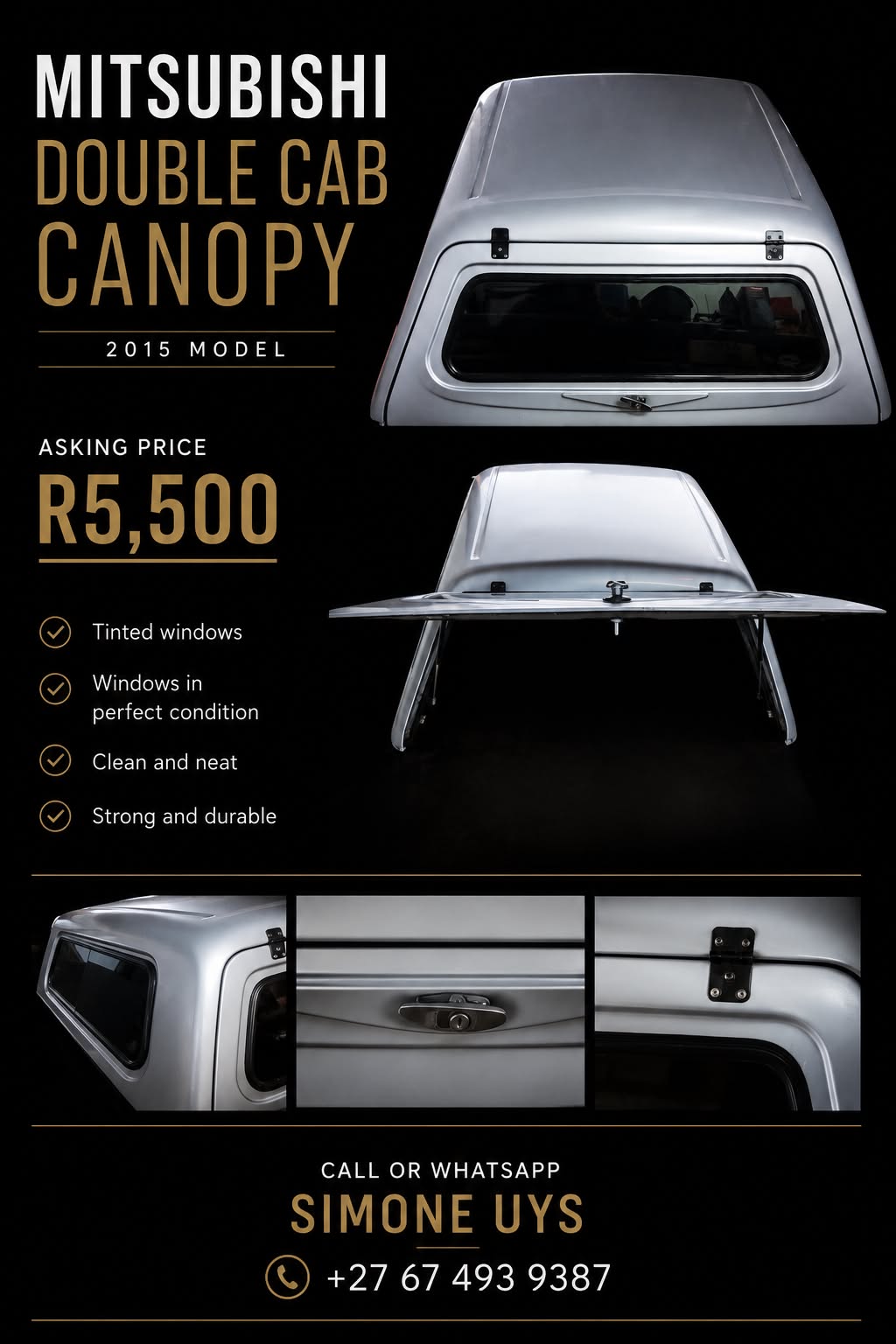2015 year model Mitsubishi Triton Double cab canopy good condition. Silve - Private Seller 2015 year model Mitsubishi Triton Double cab canopy good condition. Silve - Private Seller