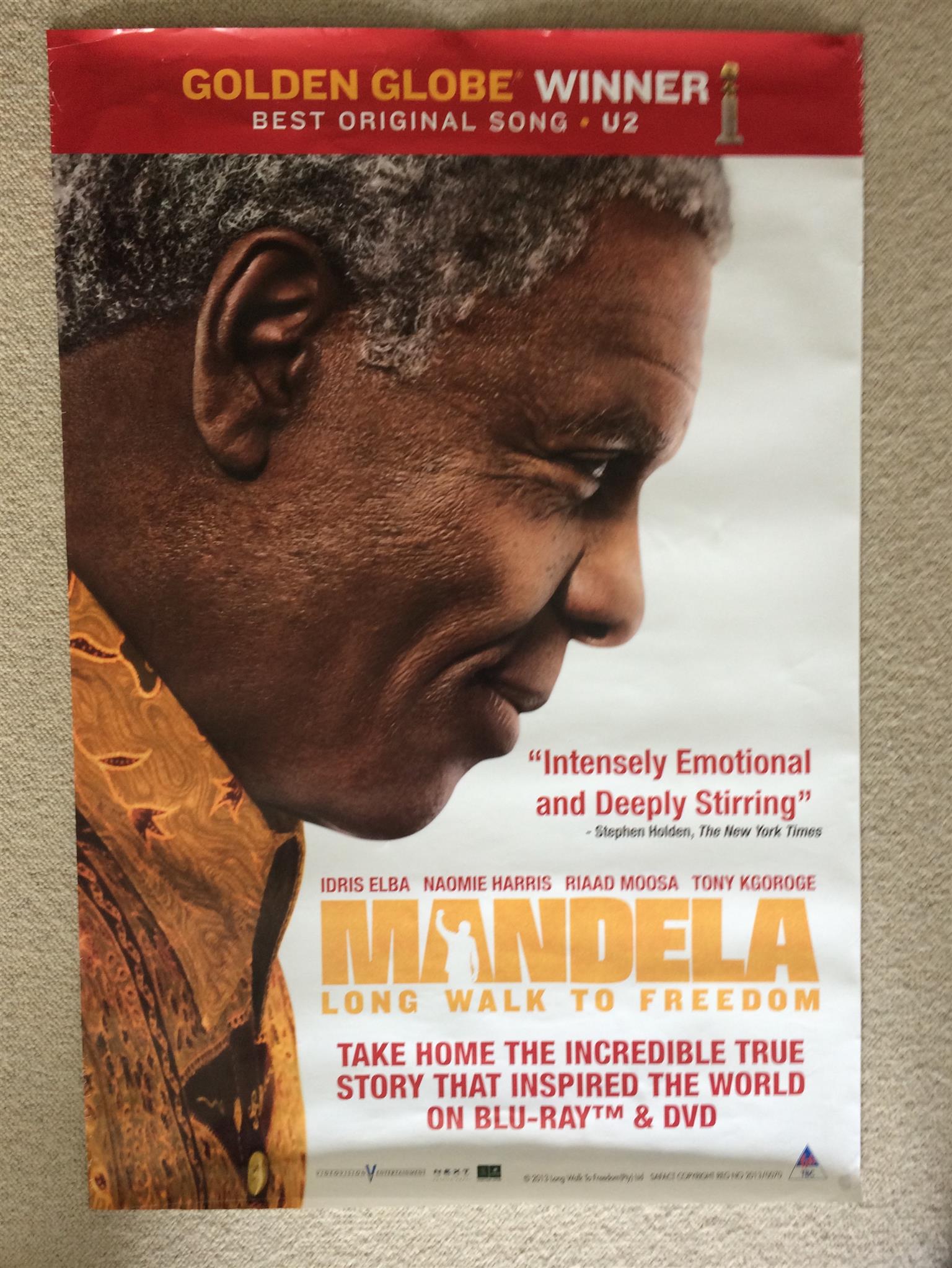 Nelson Mandela Movie Posters x 3 Size 100 X 70cm See Pictures R250