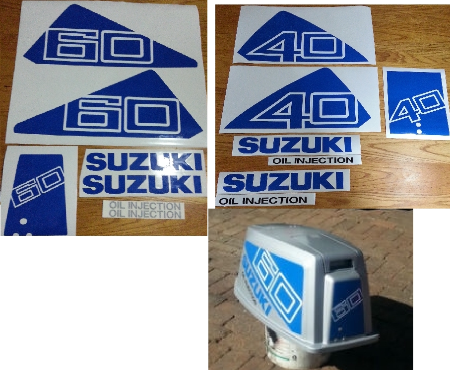 Suzuki DT 40 outboard motor cowl decals stickers vinyl graphics kits