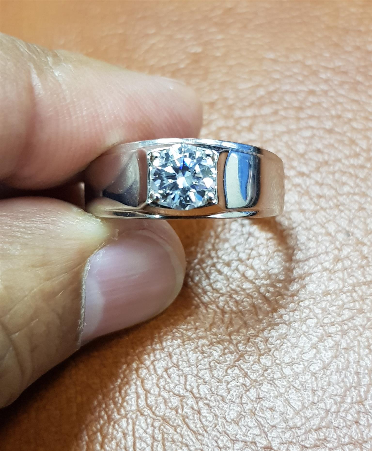 1ct Moissanite E/F Silver Mens ring