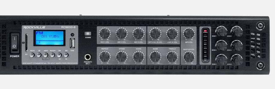 Rockville RCS650-6 rack mountable digital hybrid amplifier-receiver