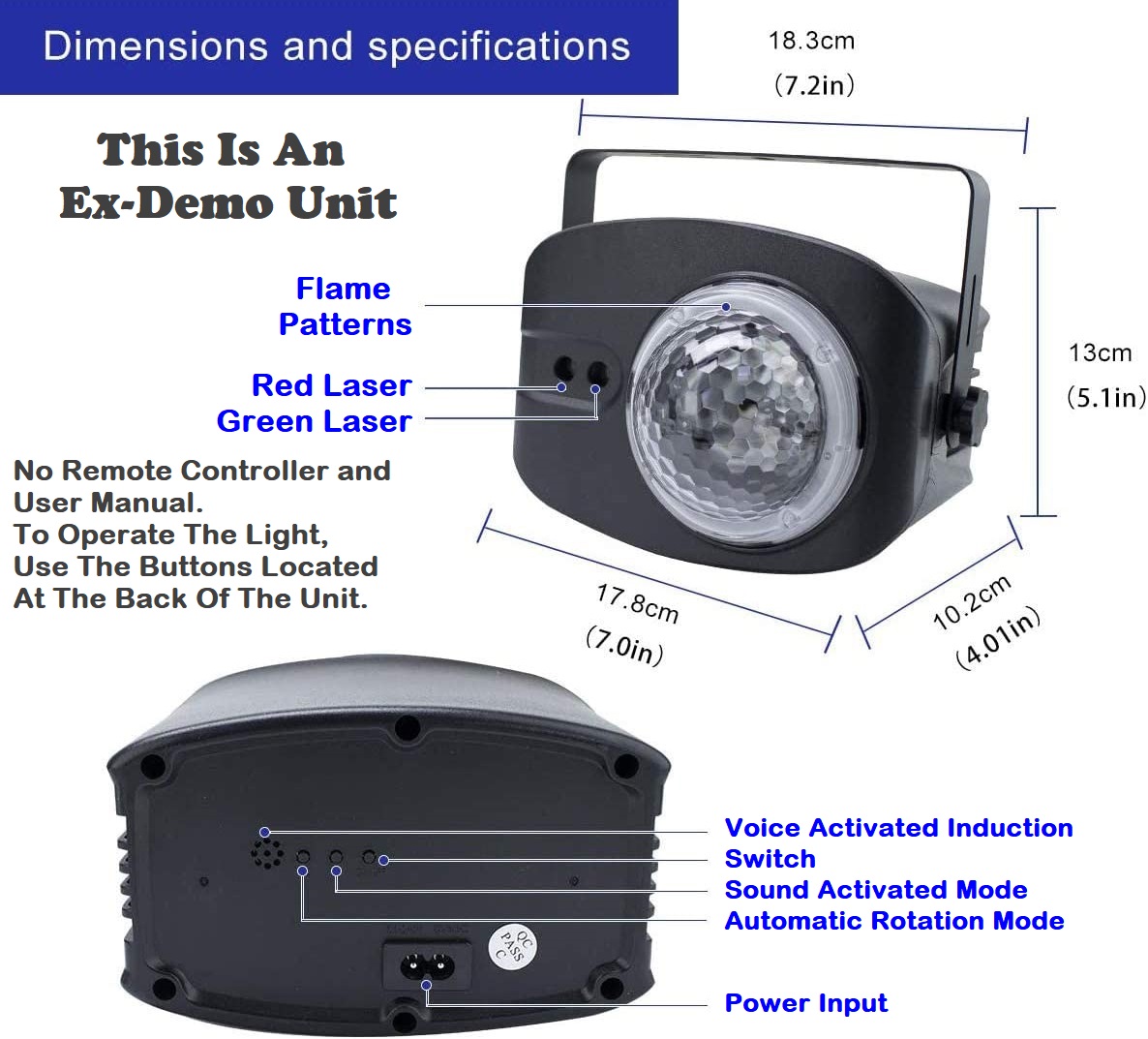 Disco Stage DJ Party Flame Laser LED Light. Stunning Spectacular Show. Ex-Demo.