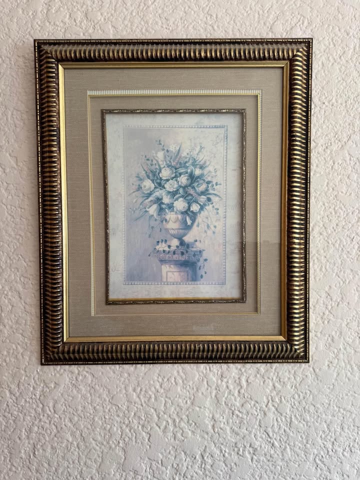 Framed art flowered picture