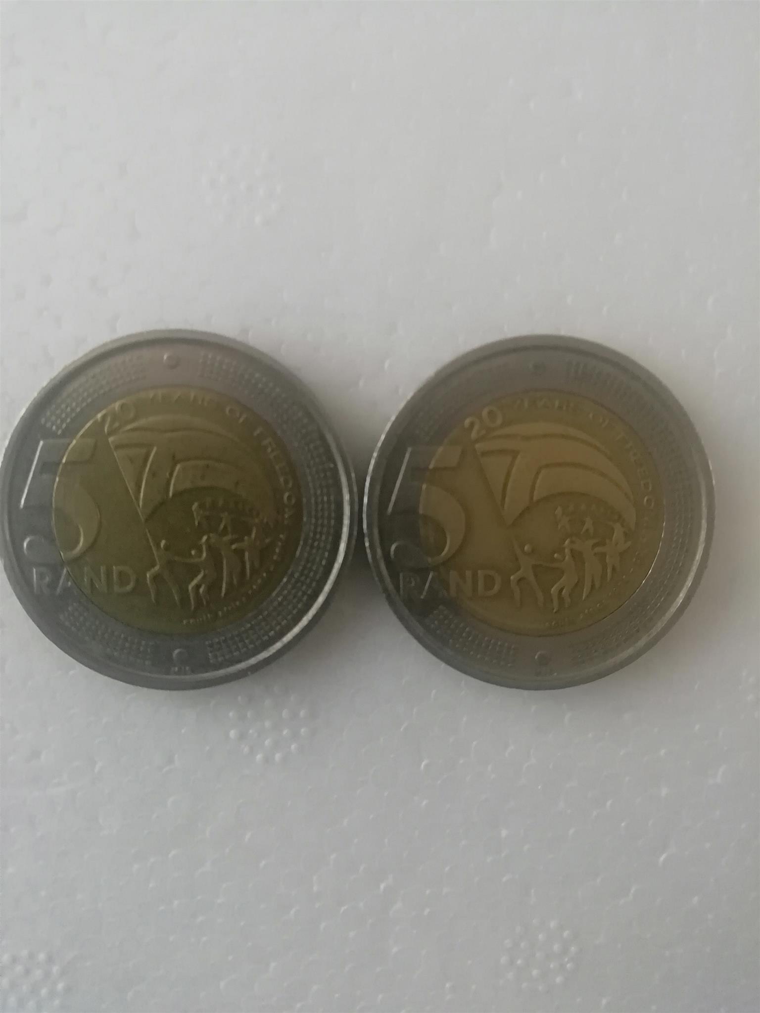 R5 and R2 coins for sale 