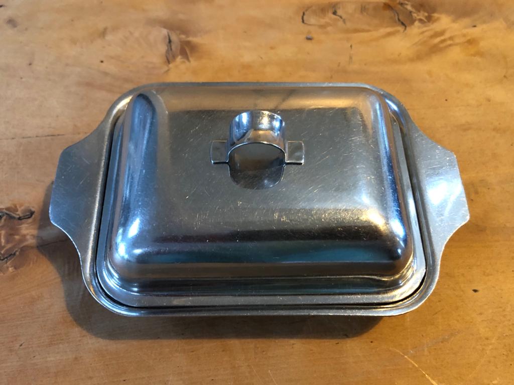 Classic old school / retro Stainless Steel butter dish / cheese dish