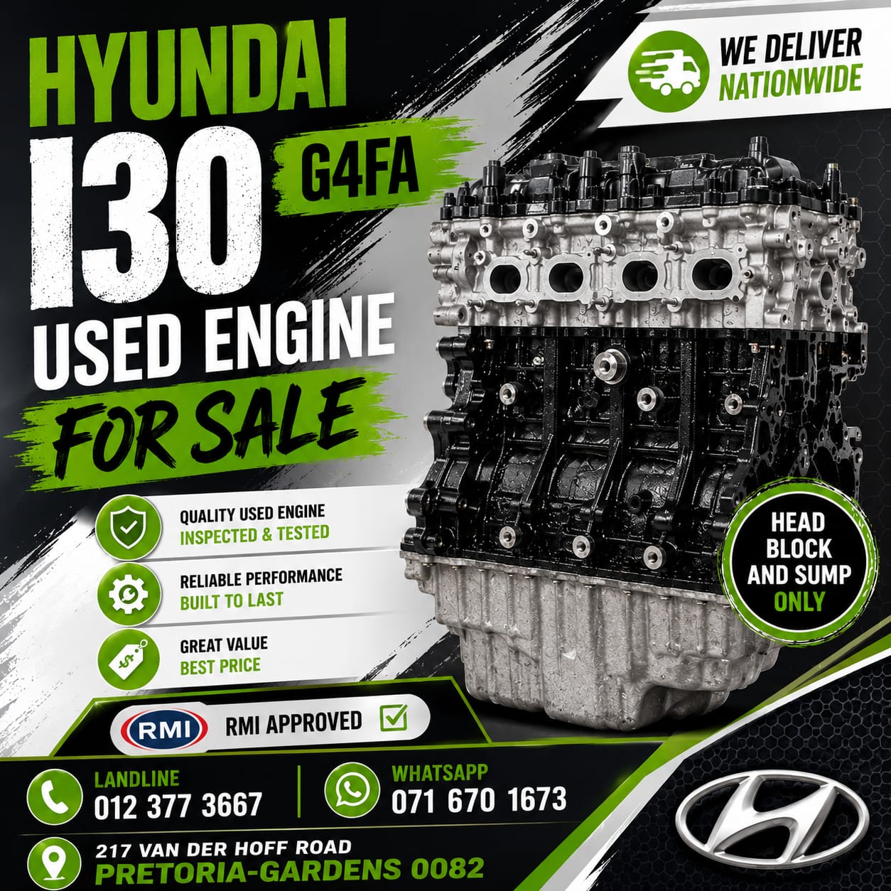 HYUNDAI i30 G4FA ENGINE – USED - Private Seller HYUNDAI i30 G4FA ENGINE – USED - Private Seller