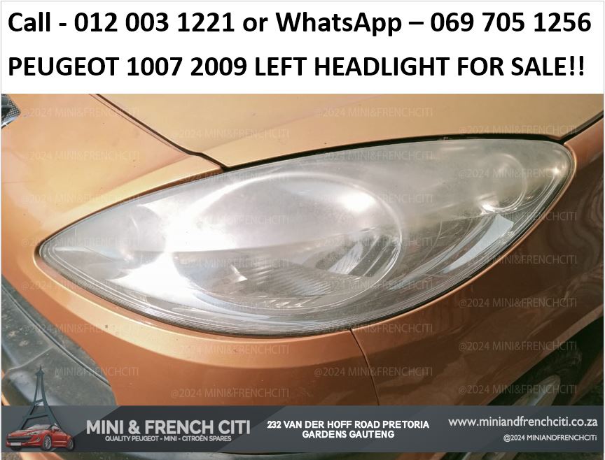 Peugeot 1007 2009 Left Headlight For Sale – Genuine OEM Replacement!! - Private Seller Peugeot 1007 2009 Left Headlight For Sale – Genuine OEM Replacement!! - Private Seller