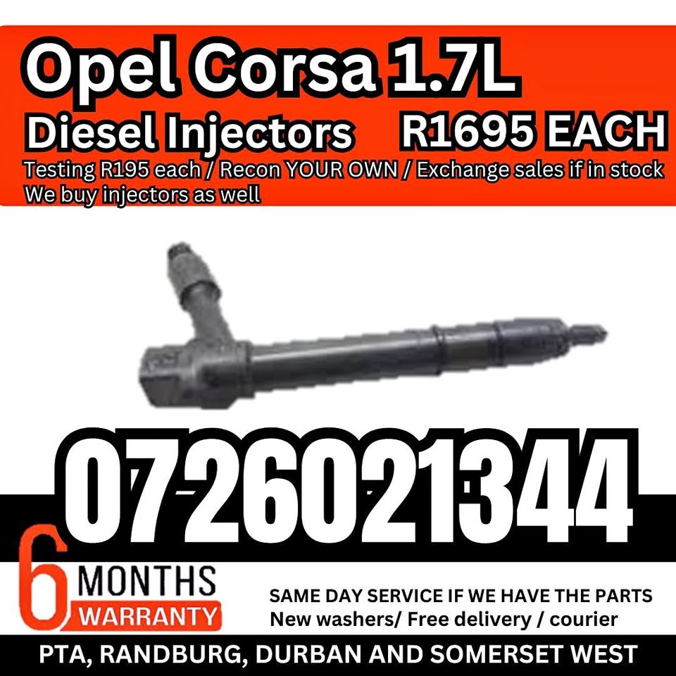 Opel Corsa 1.7L diesel injectors for sale on exchange or to recon yours