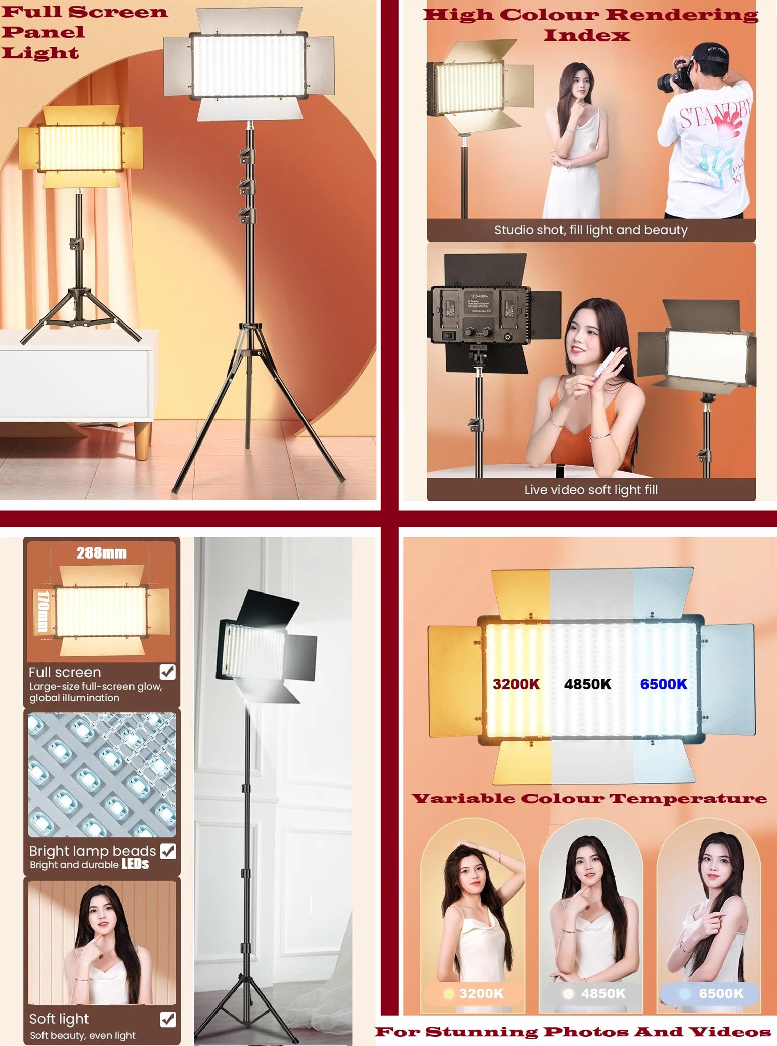 Professional Video & Photography LED VariColor Pro LED Light Kit (Rechargeable)