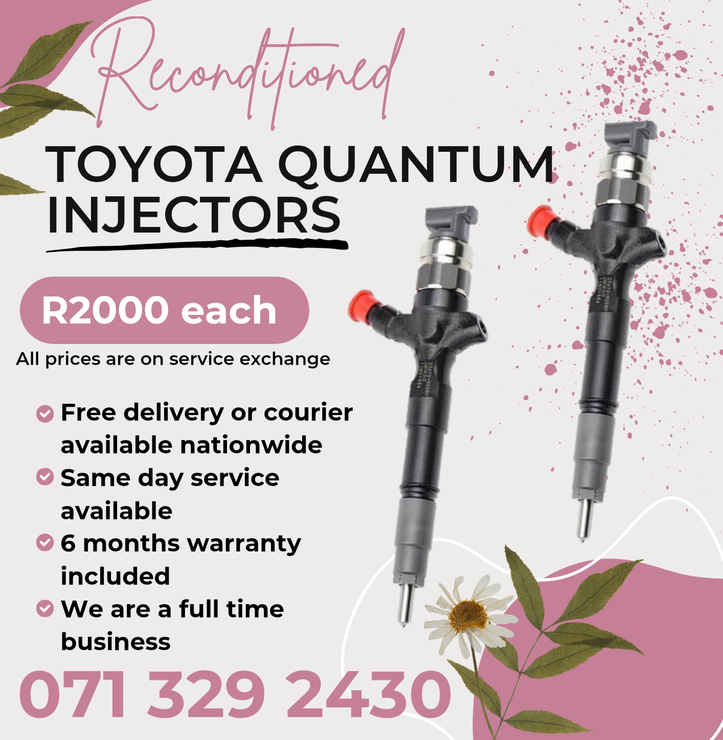 TOYOTA QUANTUM DIESEL INJECTORS FOR SALE WITH WARRANTY - Private Seller TOYOTA QUANTUM DIESEL INJECTORS FOR SALE WITH WARRANTY - Private Seller