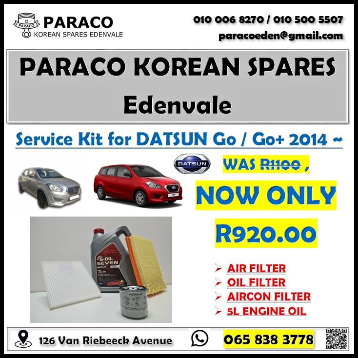 Service Kit for DATSUN Go / Go+ 2014 ~ - Private Seller Service Kit for DATSUN Go / Go+ 2014 ~ - Private Seller
