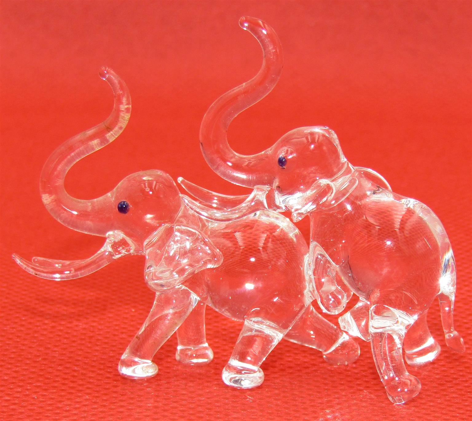 Miniature Glass Mounting Elephants