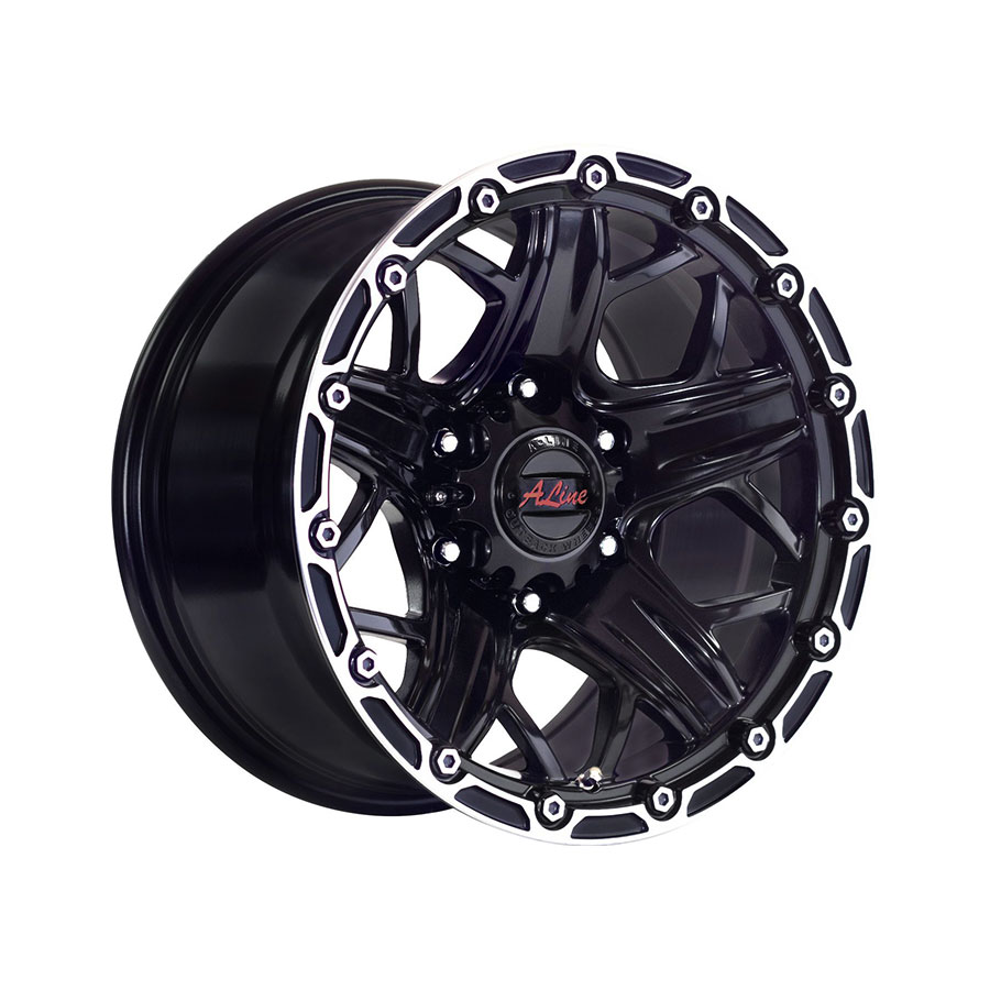 15″ A-Line Blaze 6/139 Satin Black Machine Edge Alloy Wheels
