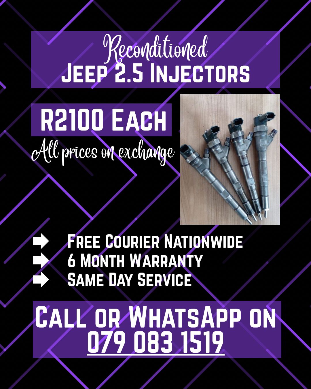 JEEP 2.5 INJECTORS FOR SALE WITH WARRANTY INCLUDED - Private Seller JEEP 2.5 INJECTORS FOR SALE WITH WARRANTY INCLUDED - Private Seller