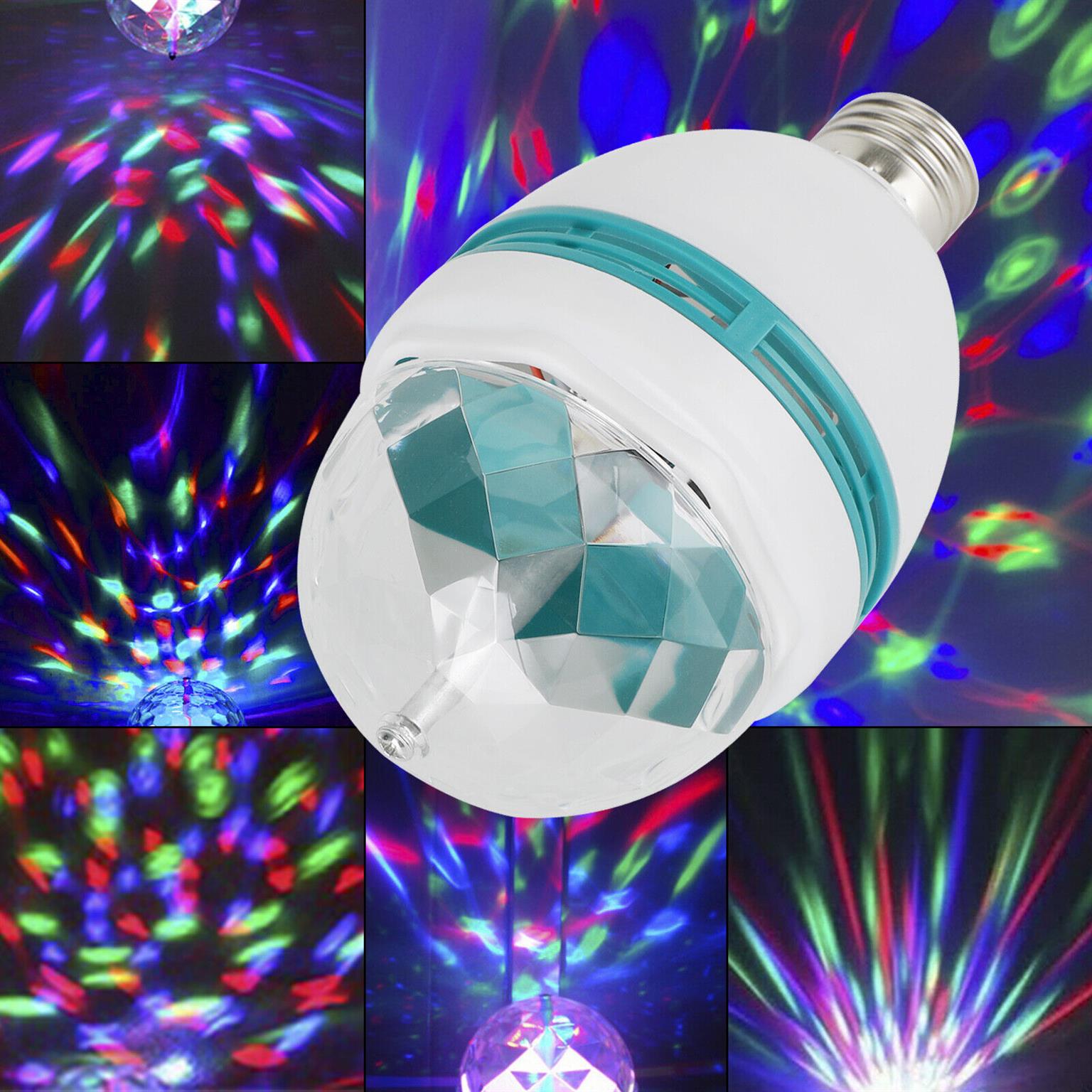 Auto Rotating DJ Party Disco Stage MultiColour RGB LED E27 Socket Crystal Lamp.