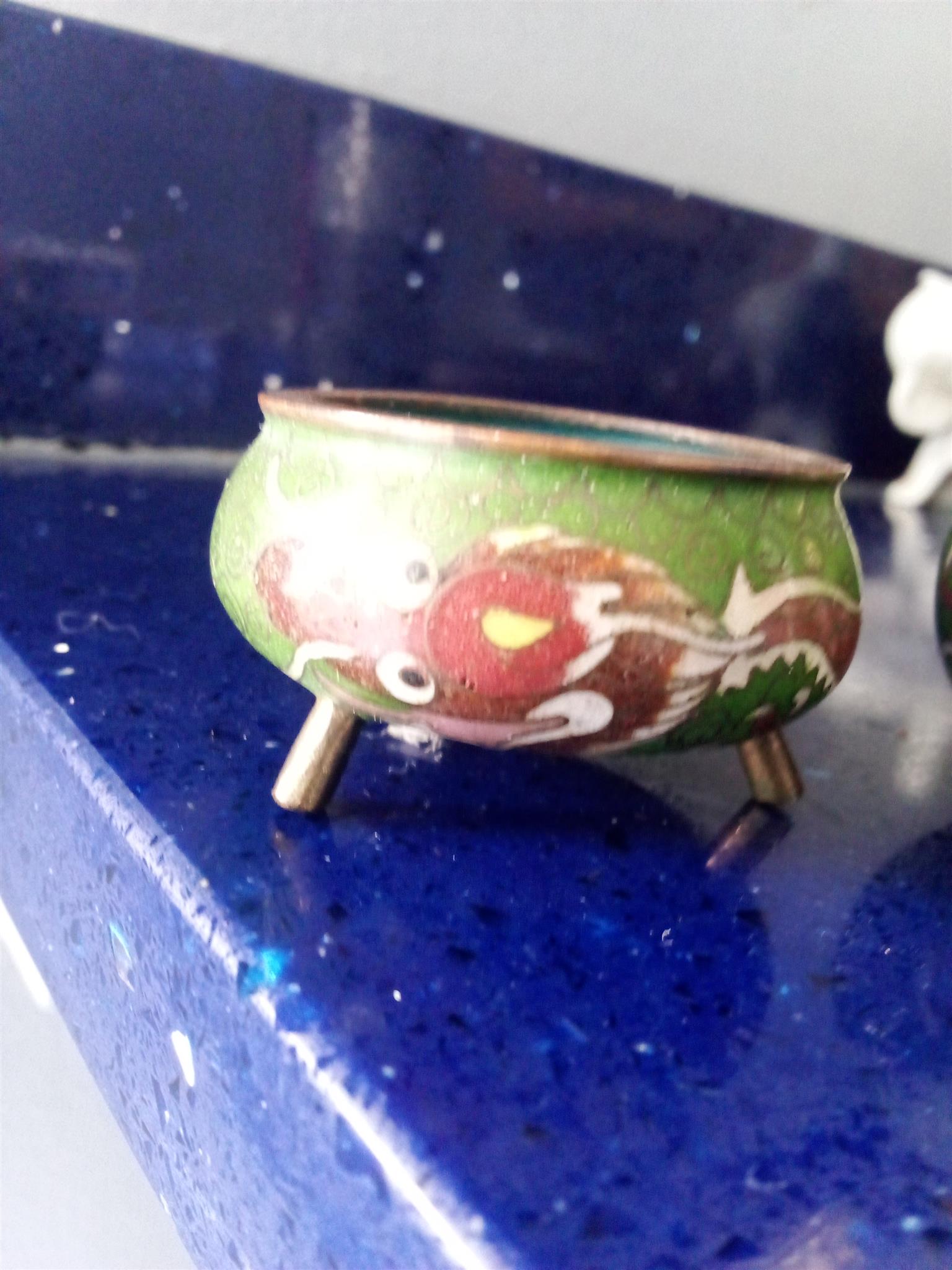 Vintage cloisonne salt and pepper set