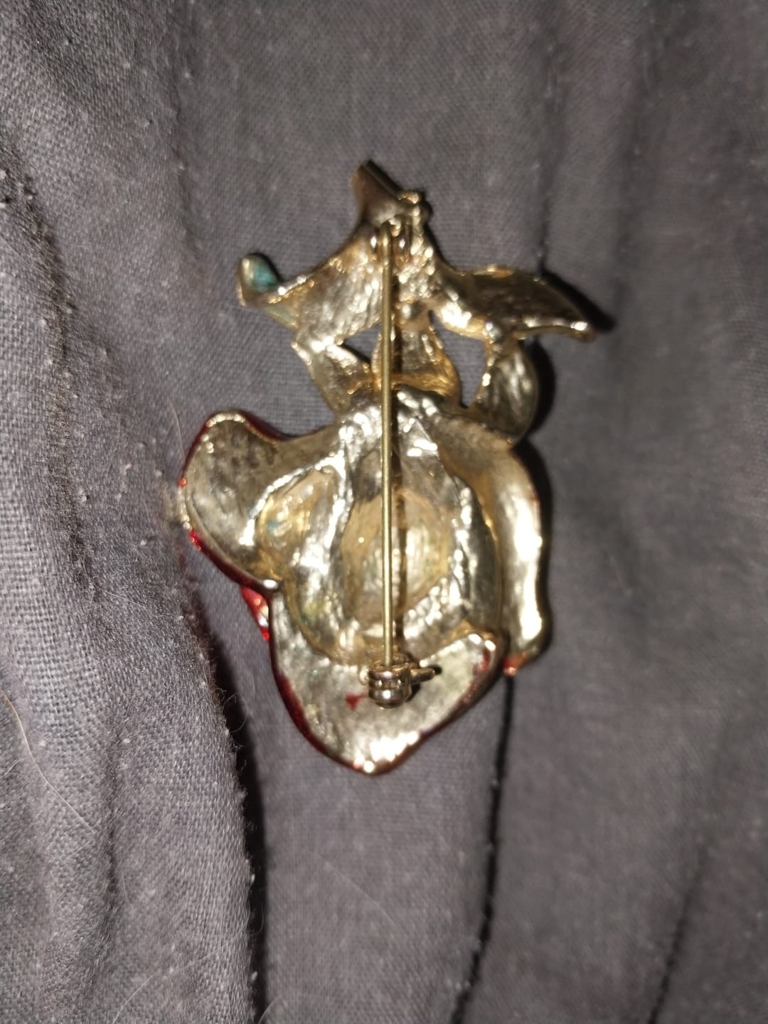 Vintage Jewelry Costume red rose Brooch