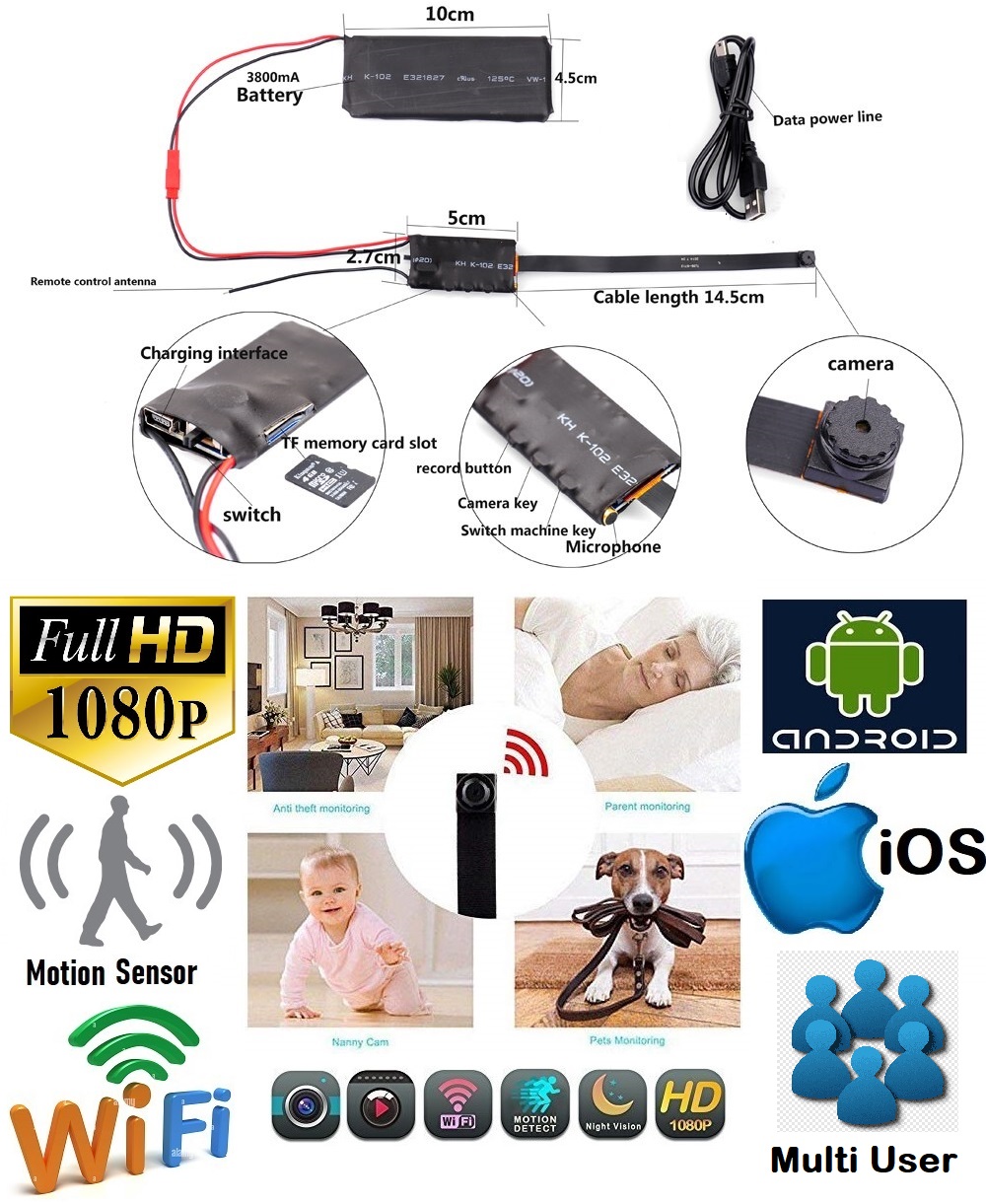 Miniature WiFi Spy Camera HD Video Recorder with Motion Sensor + Much More. NEW