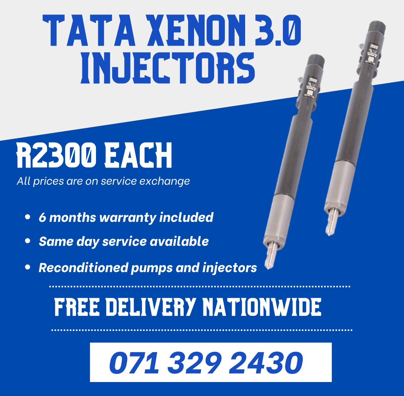 TATA XENON 3.0 INJECTORS FOR SALE WITH WARRANTY - Private Seller TATA XENON 3.0 INJECTORS FOR SALE WITH WARRANTY - Private Seller