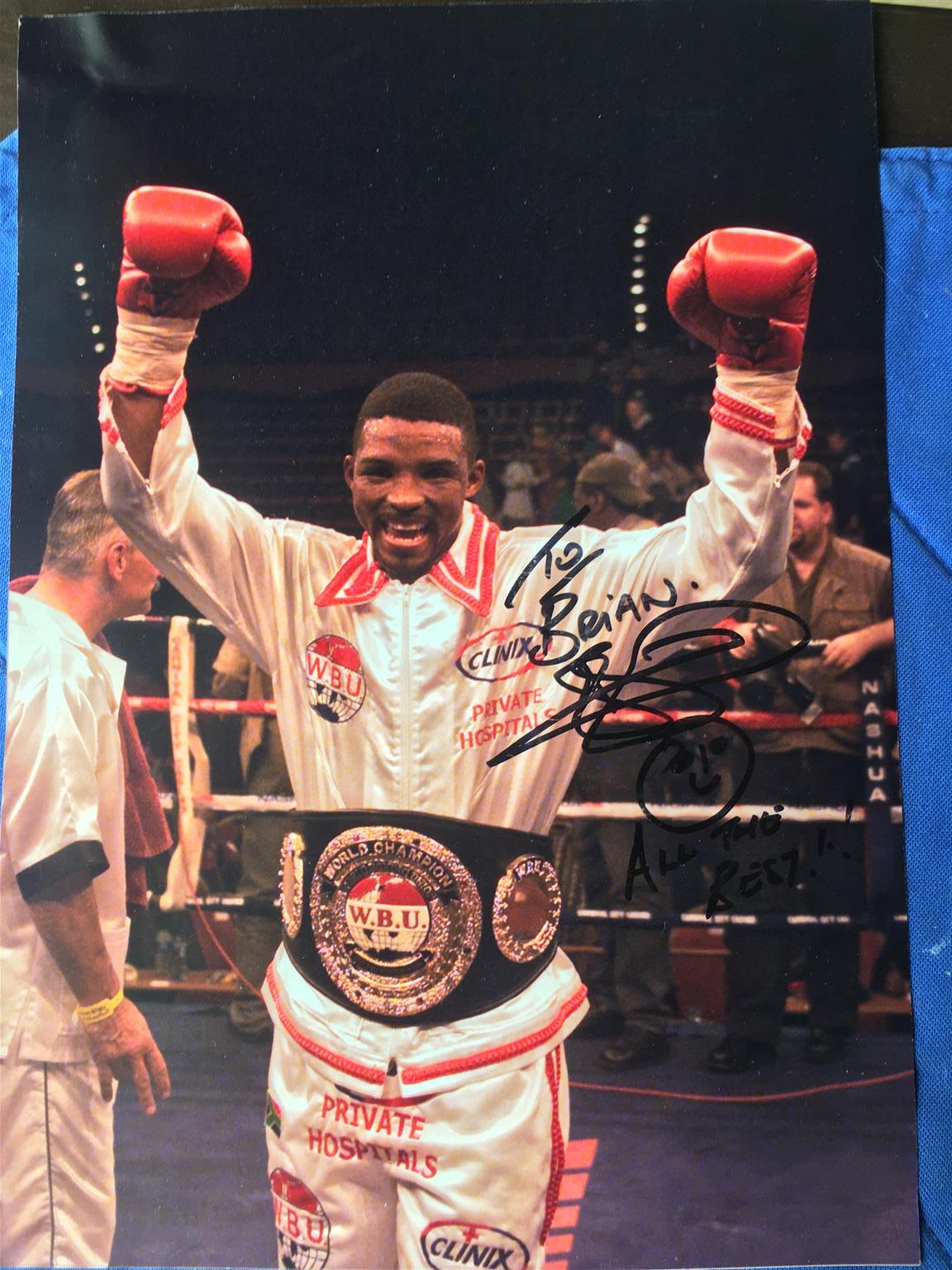Boxing memorabilia. Signed photograph W.B.U. World champion Boxer Boxing memorabilia. Signed photograph W.B.U. World champion Boxer