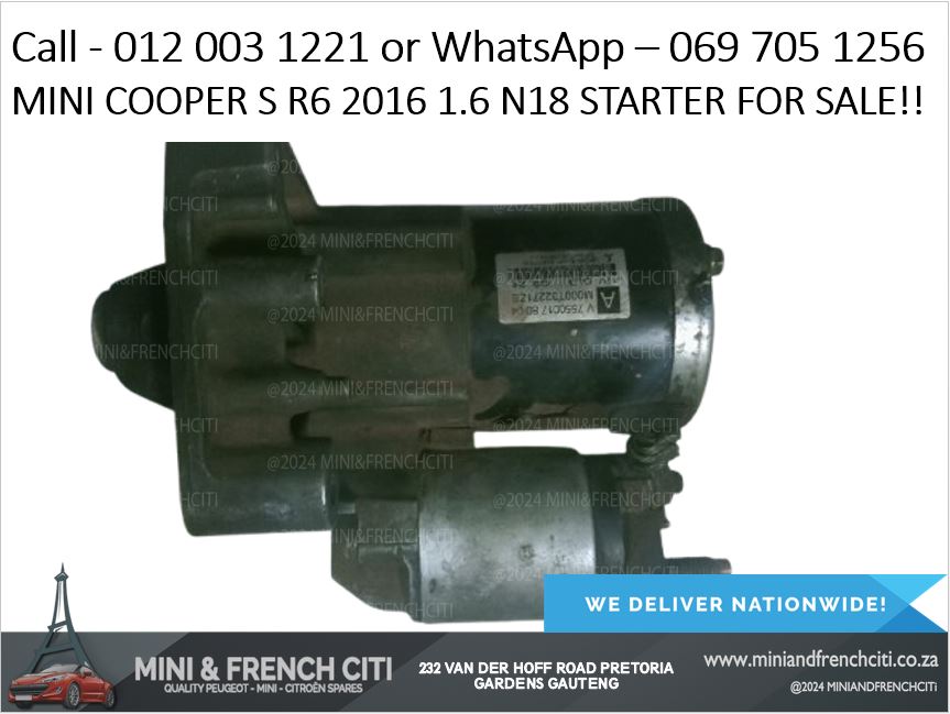 Mini Cooper S R56 2016 1.6 N18 Starter For Sale - OEM Starter Motor!! - Private Seller Mini Cooper S R56 2016 1.6 N18 Starter For Sale - OEM Starter Motor!! - Private Seller