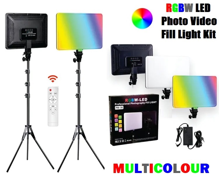 Professional Video & Photo MultiColour RGBW Remote Controlled LED Light Kit. NEW