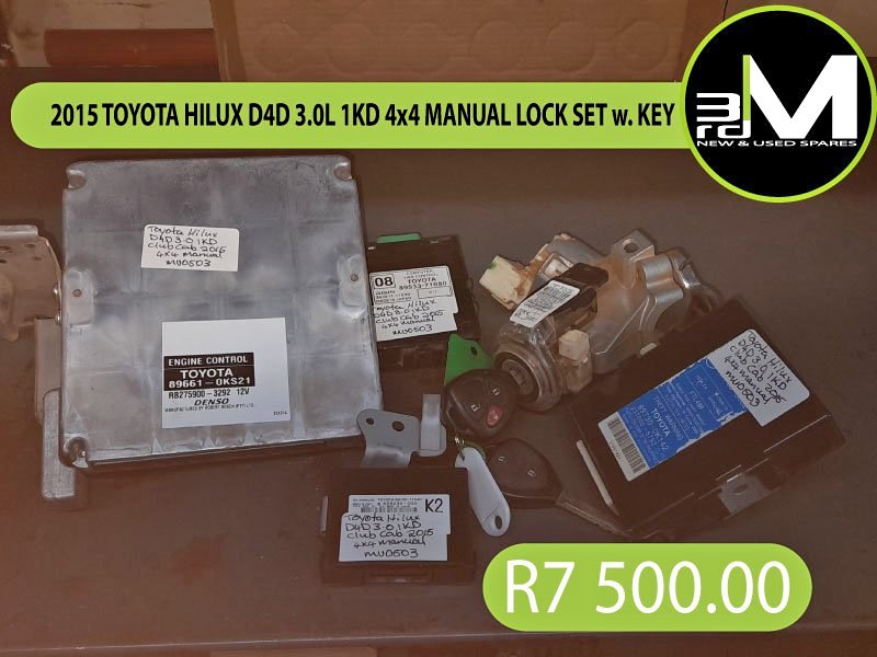 2015 TOYOTA HILUX D4D 3.0L 1KD 4×4 MANUAL LOCK SET w. KEY