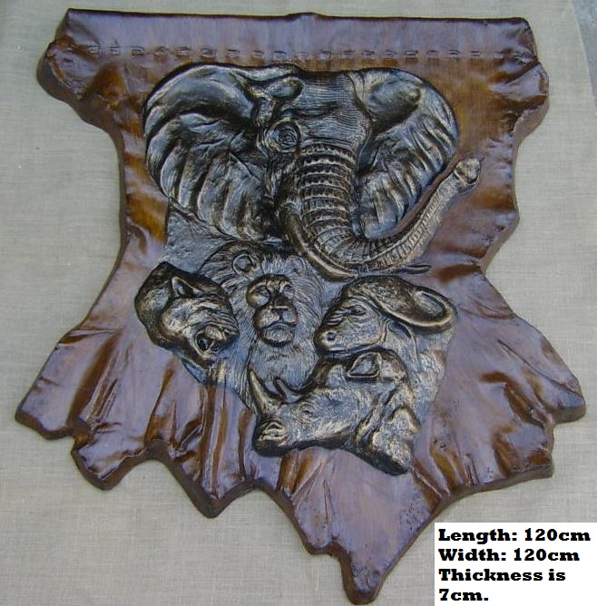Big 5 Animals on 'Faux Leather' Frame. Novelty and Unique Brand New Products.