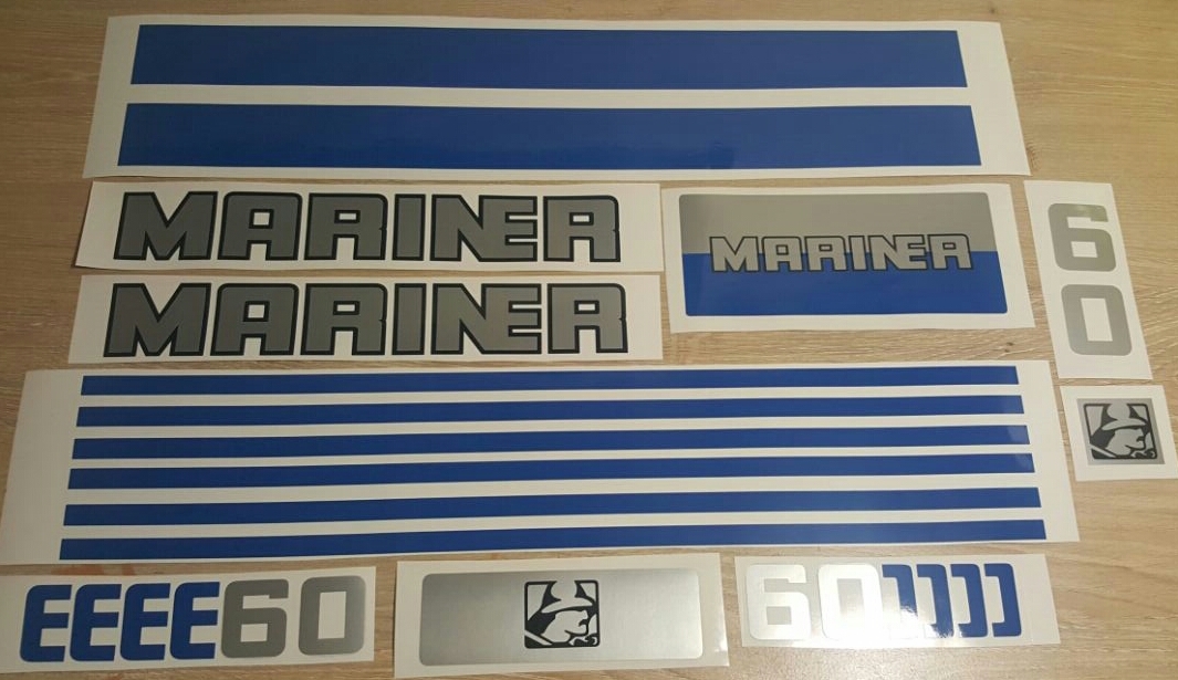 1984 Mariner 60 outboard motor decals stickers vinyl cut graphics sets