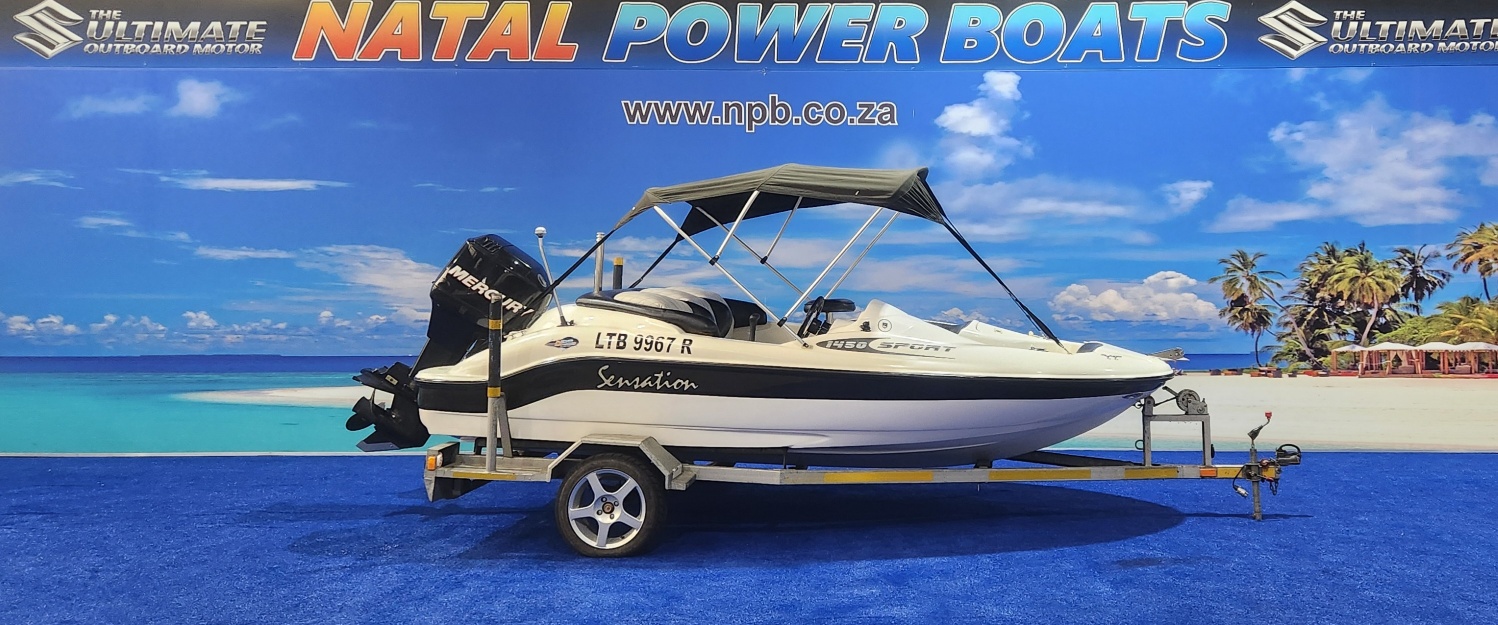 SENSATION 1450 SPORT ON TRAILER 90 HP MERCURY TRIM SENSATION 1450 SPORT ON TRAILER 90 HP MERCURY TRIM